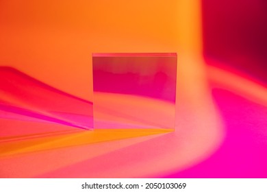 Gloss acrylic sheet  on colorful gradient background. Stylish background for presentation.