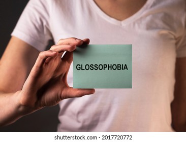 Glossophobia Word. Fear And Phobia Of Public Speaking.