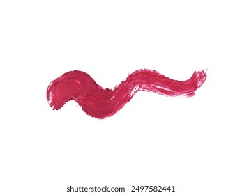 Glossy Dark Pink Matte Lipstick Smear With A Sleek Gleaming Texture Brush Stroke On White Background