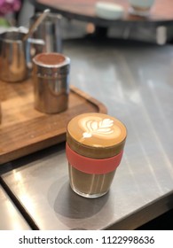 Glossy Latte Art In A Keep Cup