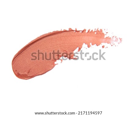Glossy lipstick track example trace isolated on the white background