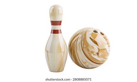 Glossy marble pattern bowling pin and matching bowling ball