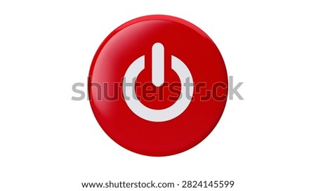 Glossy red circular power button with white standby symbol