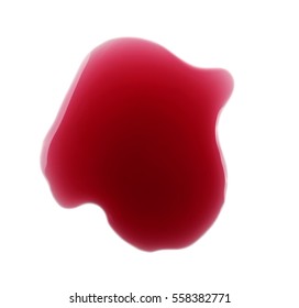 Glossy red wine liquid droplets isolated on white
