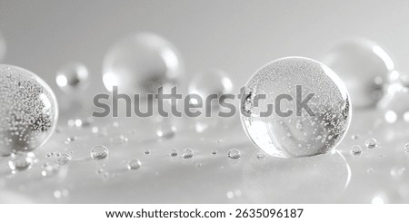 Glossy silver bubbles with fine particles resting on a soft surface, evoking a futuristic and luxurious feel.