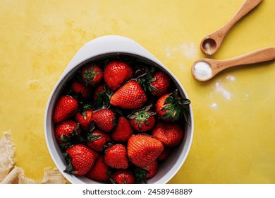 Glossy strawberries being cleaned with water and baking soda - Powered by Shutterstock