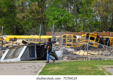 GLOUCESTER - APRIL 16: A Tornado hits the Page Middle School Bus garage in White Marsh April. 16, 2011 in Gloucester Virginia