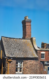 Gloucester, Gloucestershire, UK, August 8th, 2022, Quirky House With A Tall Elegant Chimney In The City Centre.