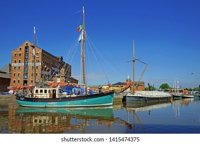 Gloucester, Gloucestershire, UK, May 24th, 2019, The Brian Boru, Sailing Into The Docks For The Tall Ships Festival Held On The Bank Holiday Weekend.