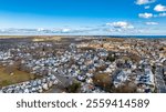 Gloucester, MA, USA - November 29, 2024:  Autumn aerial, drone, photo of the City of Gloucester, Massachusetts, MA, USA.	