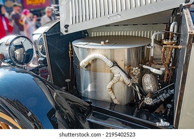 Gloucester Retro, Gloucestershire, UK, August 27th 2022, The Stanley Steamer Roadster Model 740 With Its 30 HP Water Tube Boiler, A Full Mechanical Rebuild Was Carried Out Between 2006 And 2012. 