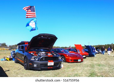 GLOUCESTER, VIRGINIA - NOVEMBER 12, 2016: A Mustang Cobra In The Annual Shop With A Cop Car Show Held Once Each Year To Help Benefit Needy Children Of Gloucester For Christmas. 
