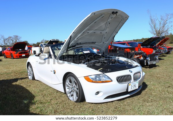 GLOUCESTER,\
VIRGINIA - NOVEMBER 12, 2016: A convertible BMW 3.0i in the annual\
Shop With a Cop Car Show held once each year to help benefit needy\
children of Gloucester for\
Christmas\
