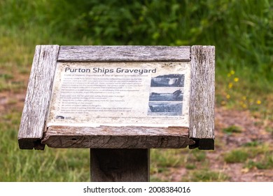 Gloucestershire, UK - June 22 2021. Close And Selective Focus On The Purton Ship Graveyard Sign