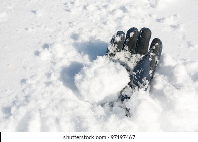 Glove Buried In Snow After Avalanche