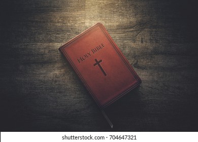 Glow illuminating the Holy Bible in the dark. - Shutterstock ID 704647321