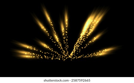 Glow isolated light effect set featuring lens flare, explosion, glitter, sparkling lines, sun flash, and starry effects. Abstract special effect elements design with shine rays, glowing rays