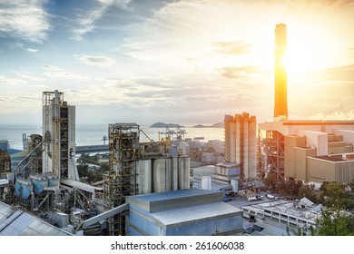 Glow light of petrochemical industry on sunset. - Shutterstock ID 261606038