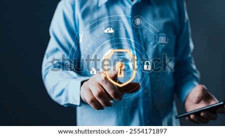 The glow shield represents the effort to secure cyber environment,protect sensitive data, and ensure safety from threat,emphasizing the importance of robust cybersecurity solutions in the digital age.
