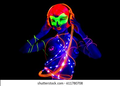 Glow Uv Neon Sexy Disco Female Cyber Doll Robot Electronic Toy