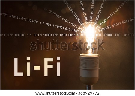 Glowing bulb is emitting datastreams of one and zero