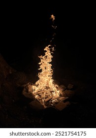 Glowing Camp Fire At Night Background

