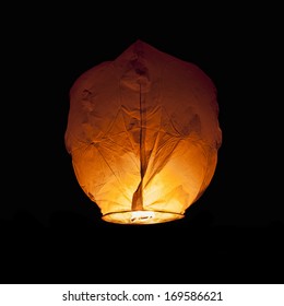 Glowing Chinese Lantern Isolated On Black