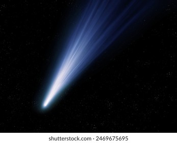 Glowing comet with a long tail. Meteor in space, bright shooting star isolated. Celestial object on a black background. - Powered by Shutterstock