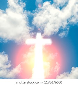 Glowing Cross On Beautiful Sky Background Stock Photo 1178676580 ...