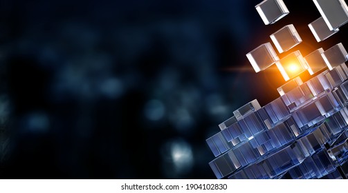 Glowing cubes. Innovation and creativity concept