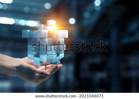 Glowing cubes. Innovation and creativity concept