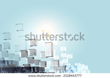Glowing cubes. Innovation and creativity concept. Mixed media