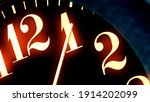 Glowing fire clock close-up view.