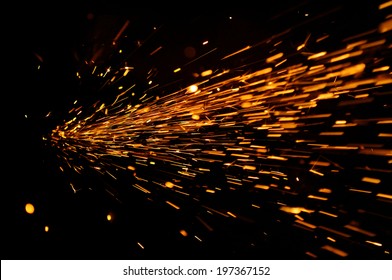 Glowing Flow Of Sparks In The Dark