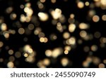 Glowing golden bokeh. Golden Bokeh Light Effect Overlay. light bokeh, radiant orbs, dreamlike ambiance. Closeup unfocused lights in shape of circles