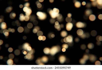 Glowing golden bokeh. Golden Bokeh Light Effect Overlay. light bokeh, radiant orbs, dreamlike ambiance. Closeup unfocused lights in shape of circles - Powered by Shutterstock