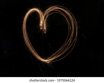 Glowing Heart Image With Shutter B Mode With Black Background.