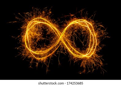 Glowing Moebius Strip Infinity Symbol Isolated On Black Background