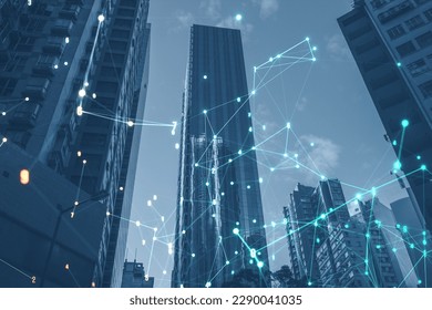 Glowing polygonal coding mesh on blurry city texture. Technology and pattern concept. Double exposure - Powered by Shutterstock - Get 15% off with code: PIKWIZARD15