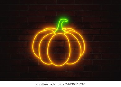 Glowing pumpkin halloween neon sign hd. - Powered by Shutterstock