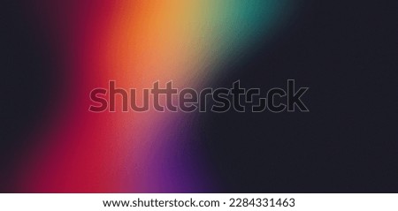 Glowing purple red yellow orange black abstract color gradient banner poster cover design, dark grainy texture, copy space