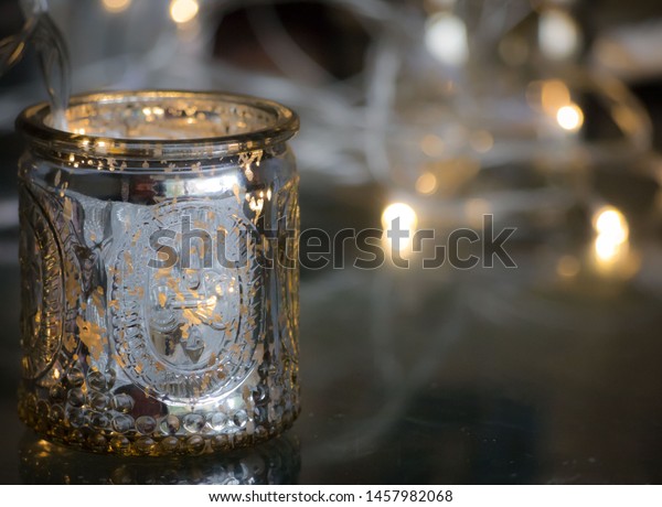 glowing glass candle