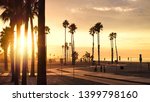 A glowing sunrise over Belmont Shore in Long Beach, California.