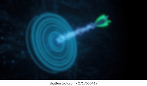 Glowing Tech Target Precision Arrow Hits Digital Goal.