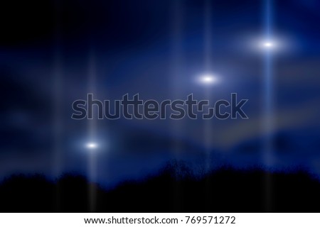 Glowing unidentified objects in the night sky.