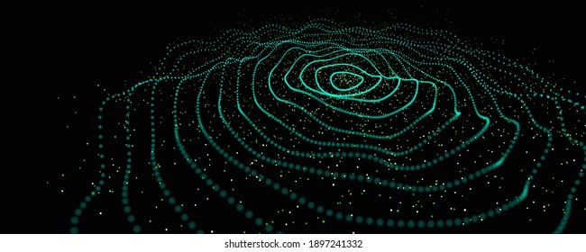 Glowing wavy background. Abstract dynamic wave of particles. Big data. 3d rendering - Shutterstock ID 1897241332
