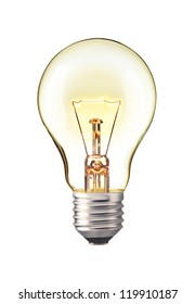 Glowing yellow light bulb,  Realistic photo image
turn on tungsten light bulb isolated on white background - Shutterstock ID 119910187