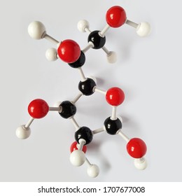 Glucose molecular structure isolated on white background. Chemical formula is C6H12O6.