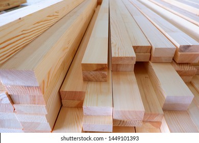 Glued pine timber beams for wooden windows closeup - Shutterstock ID 1449101393