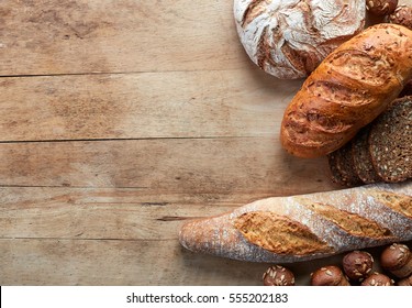 Gluten Free Bread On Wooden Background From Top View